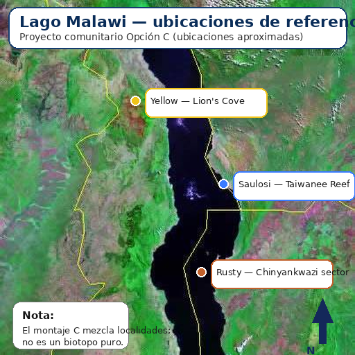 Mapa del lago Malawi